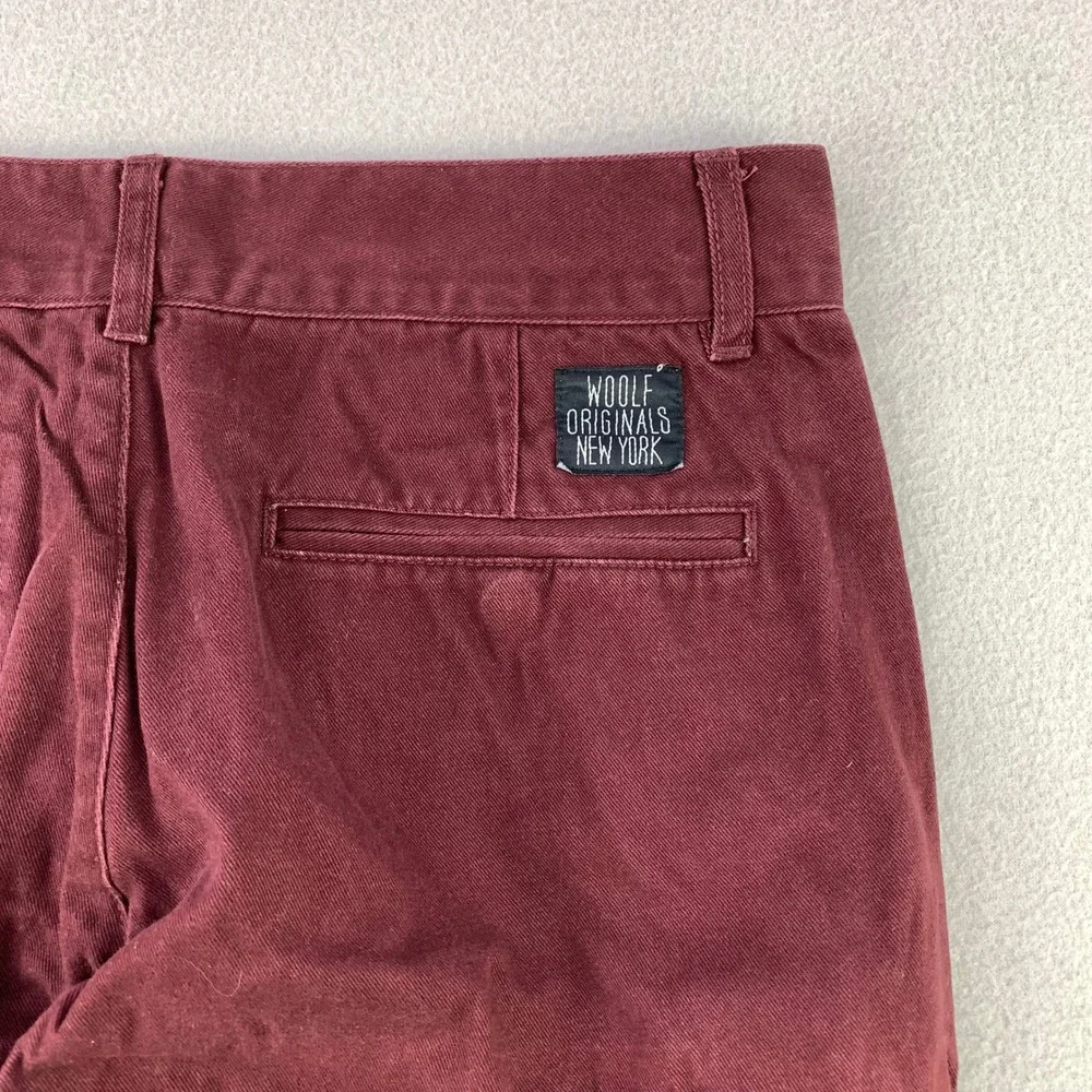 Woolf Originals NY Chinos Mens 28 Burgundy Slim Fit Cotton Twill Trousers WON